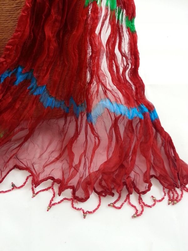 Tie dye with beaded fringe
