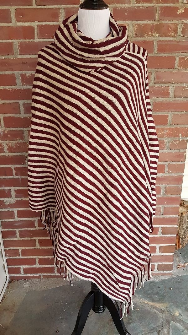 Drape neck striped poncho