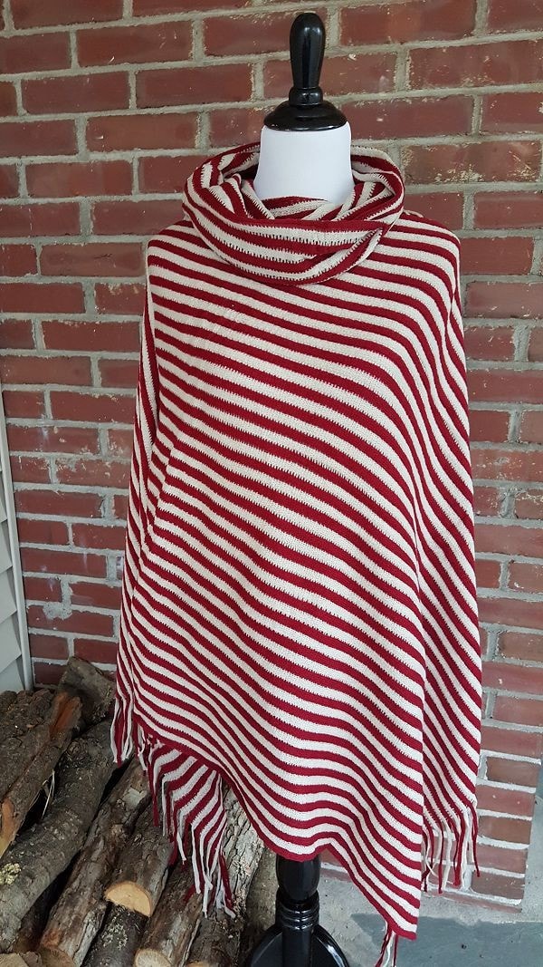 Drape neck striped poncho