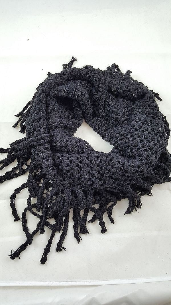 Loose weave fringed infinity