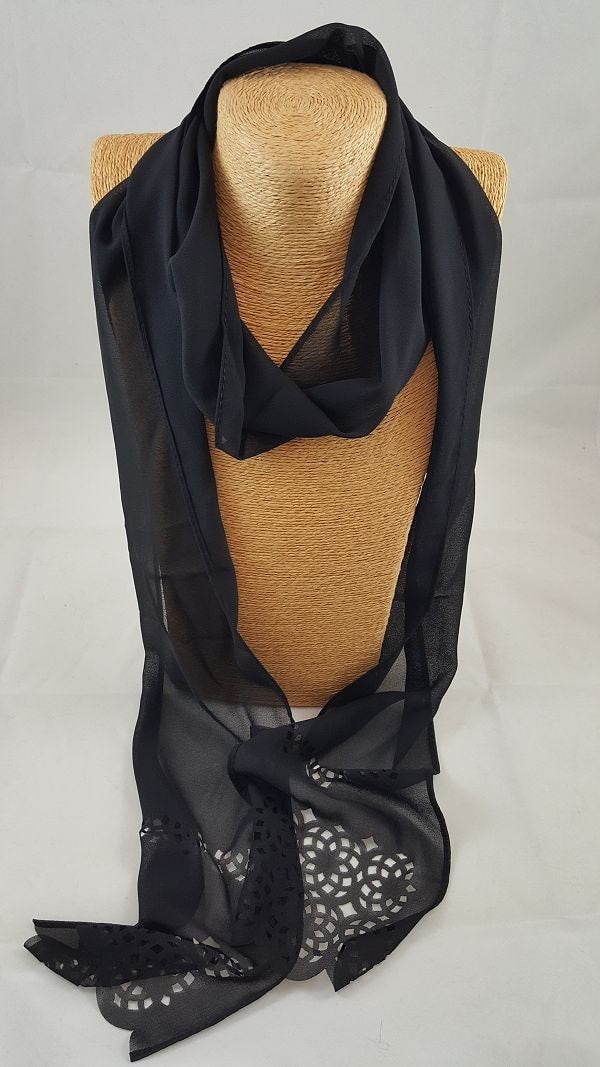 Chiffon cutout skinny scarf